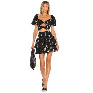 NWOT AGUA BENDITA Bailee Iliane Moss 2PC Set M Floral Skirt & Tie Front Crop Top